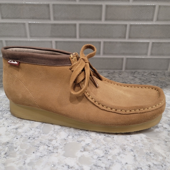 Men's Clarks Stinson Hi Top Wallabee Soft Wheat Tan Suede Boots Sz: 10.5M - Picture 2 of 8